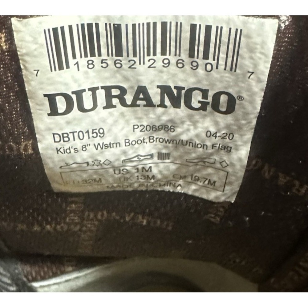 Lil' Rebel by Durango Little Kids' Flag Western Boot Size 1 DBT0159 - Picture 14 of 14